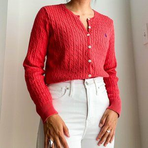 Polo Ralph Lauren Red Cable knit Cardigan